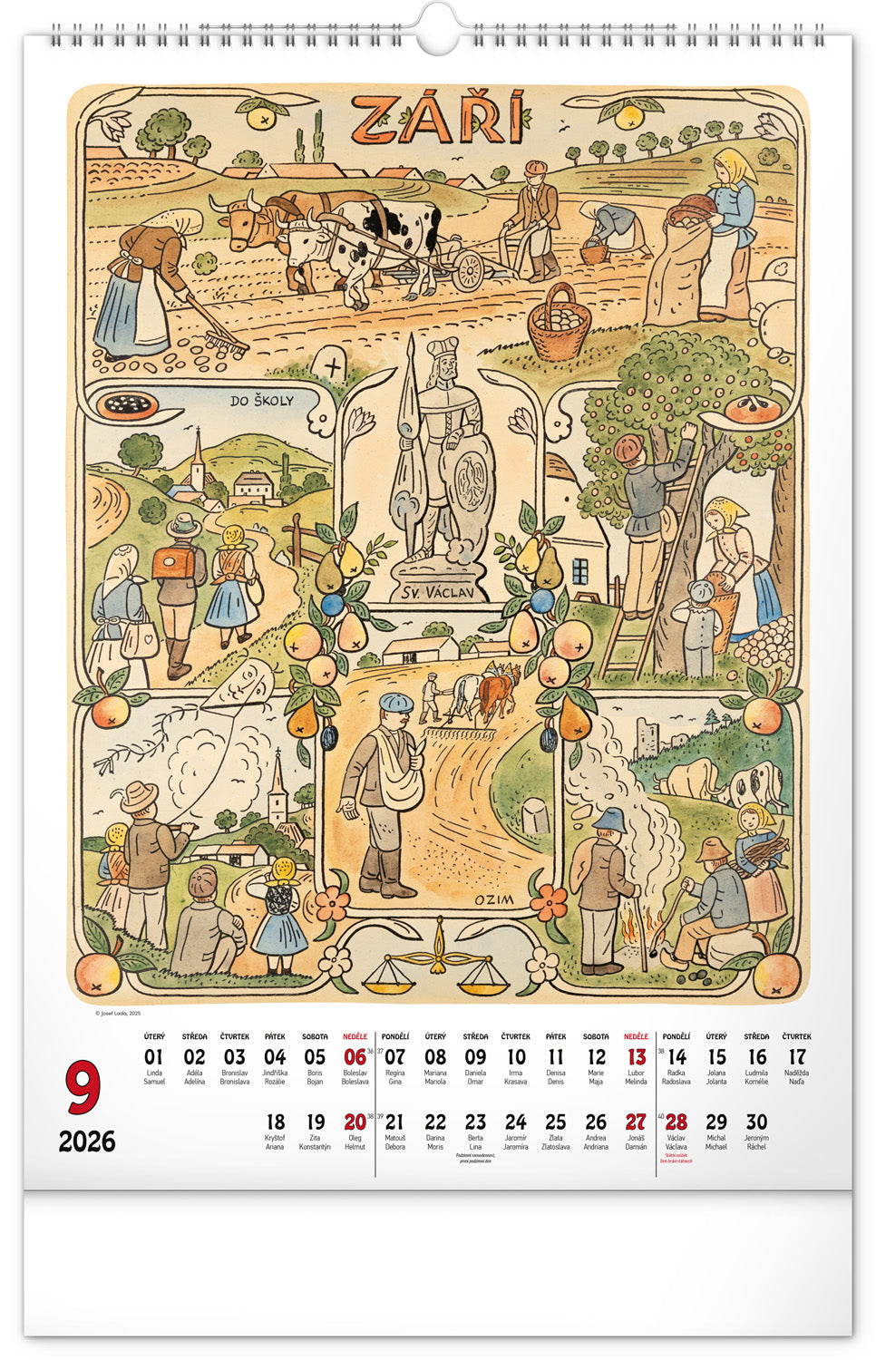Wall calendar Josef Lada 2026, 33 x 46 cm