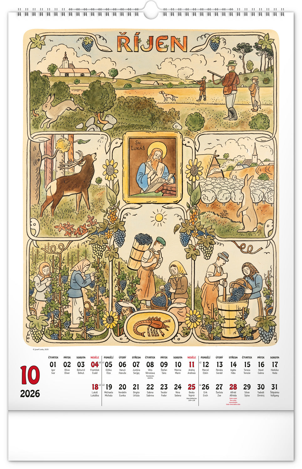 Wall calendar Josef Lada 2026, 33 x 46 cm