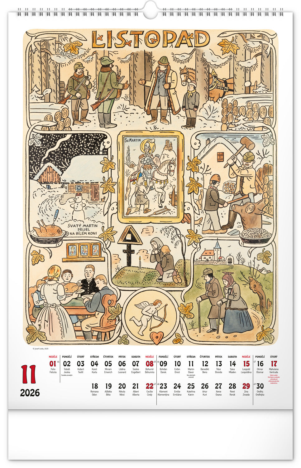 Wall calendar Josef Lada 2026, 33 x 46 cm