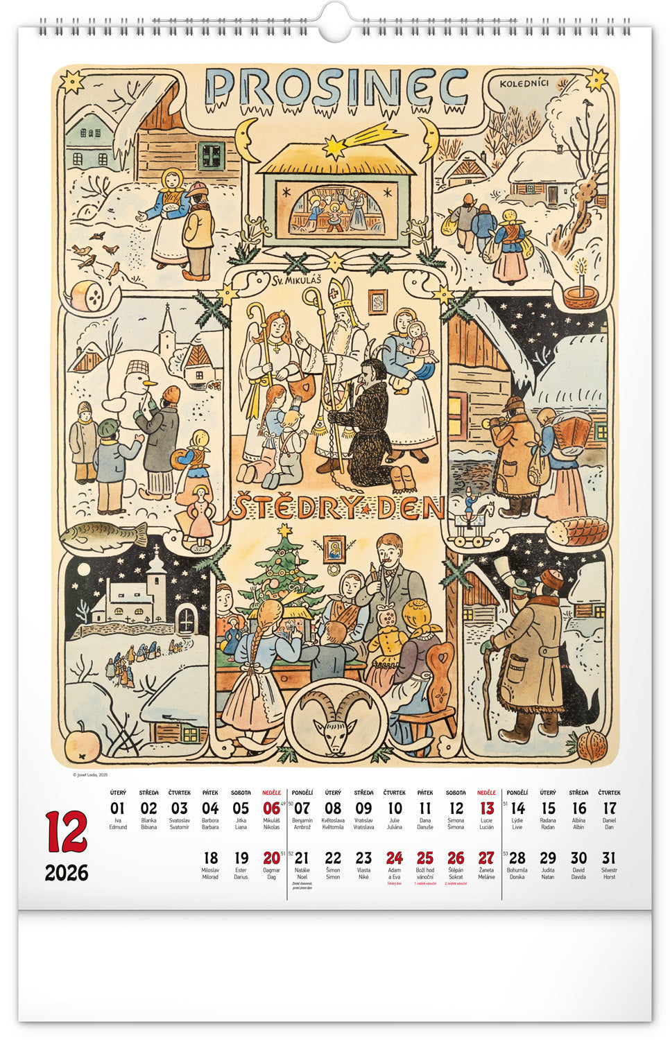 Wall calendar Josef Lada 2026, 33 x 46 cm