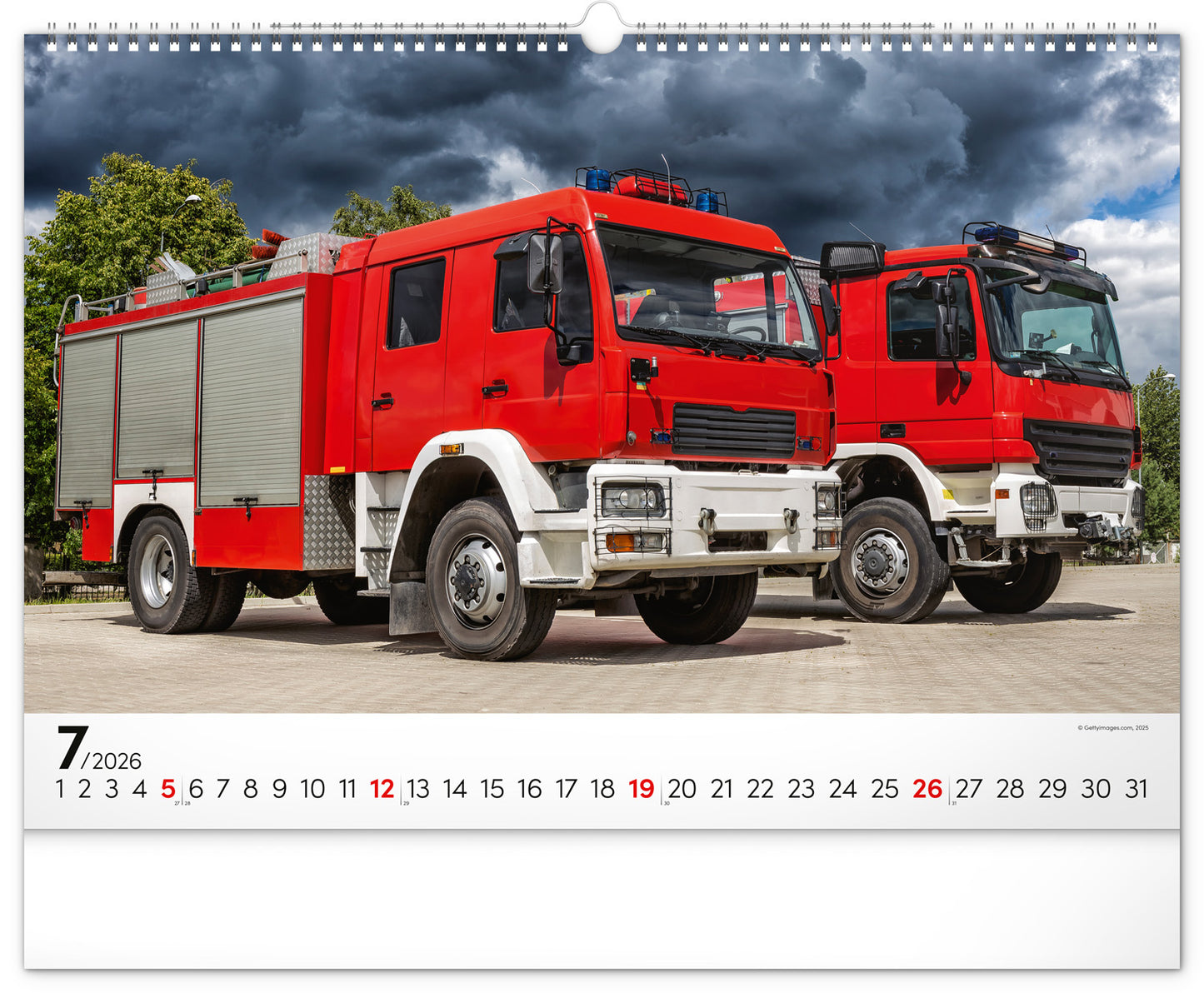 Wall calendar Fire Trucks 2026, 48 x 33 cm