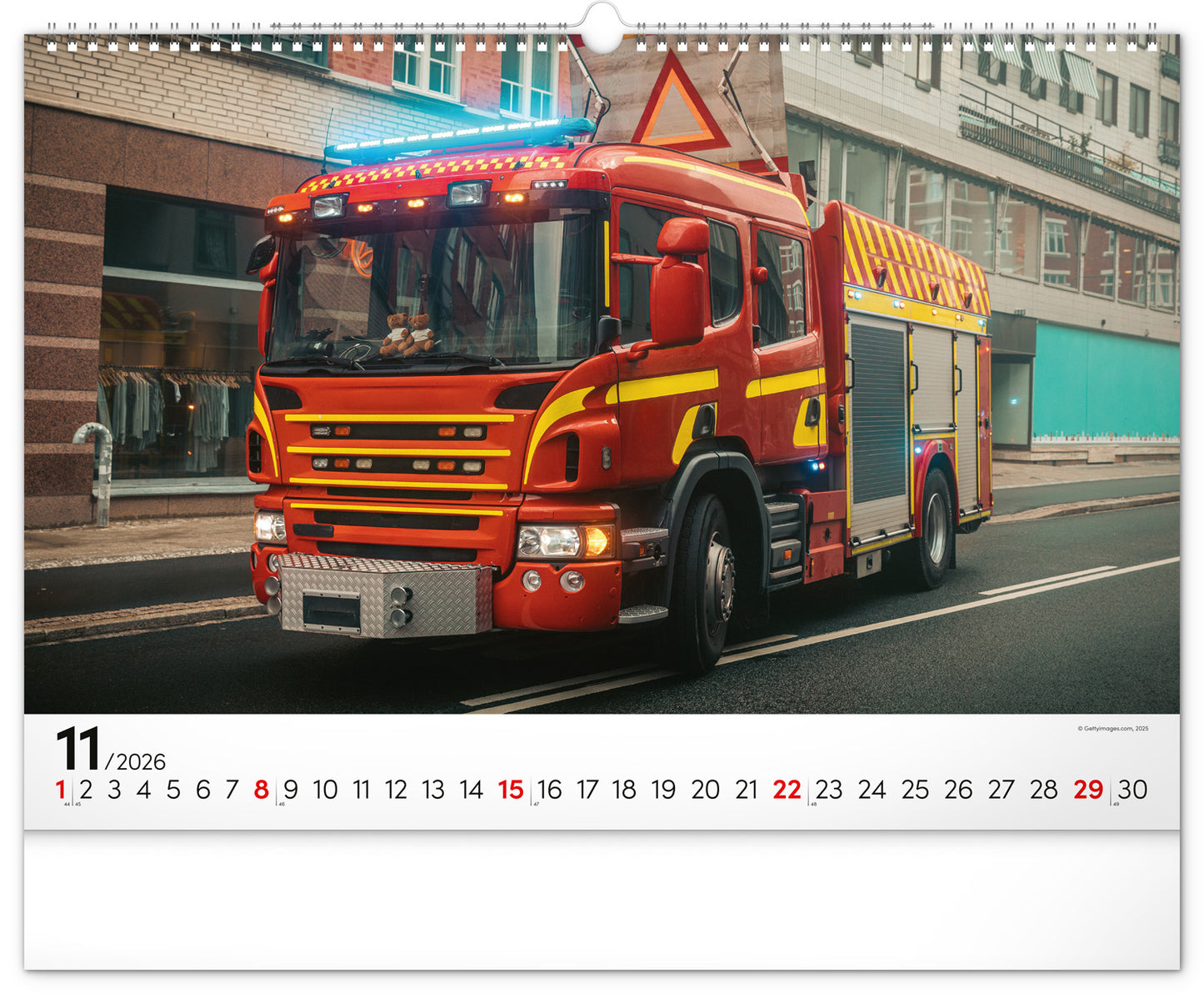 Wall calendar Fire Trucks 2026, 48 x 33 cm
