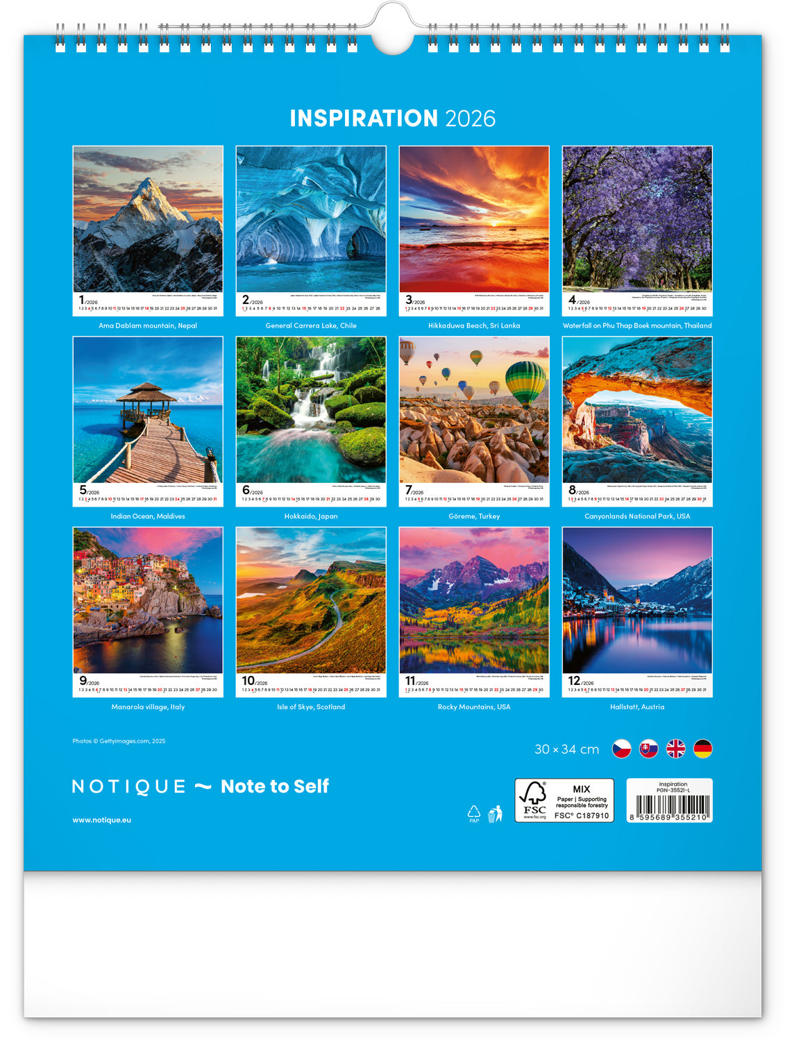 Wall calendar Inspiration 2026, 30 x 34 cm