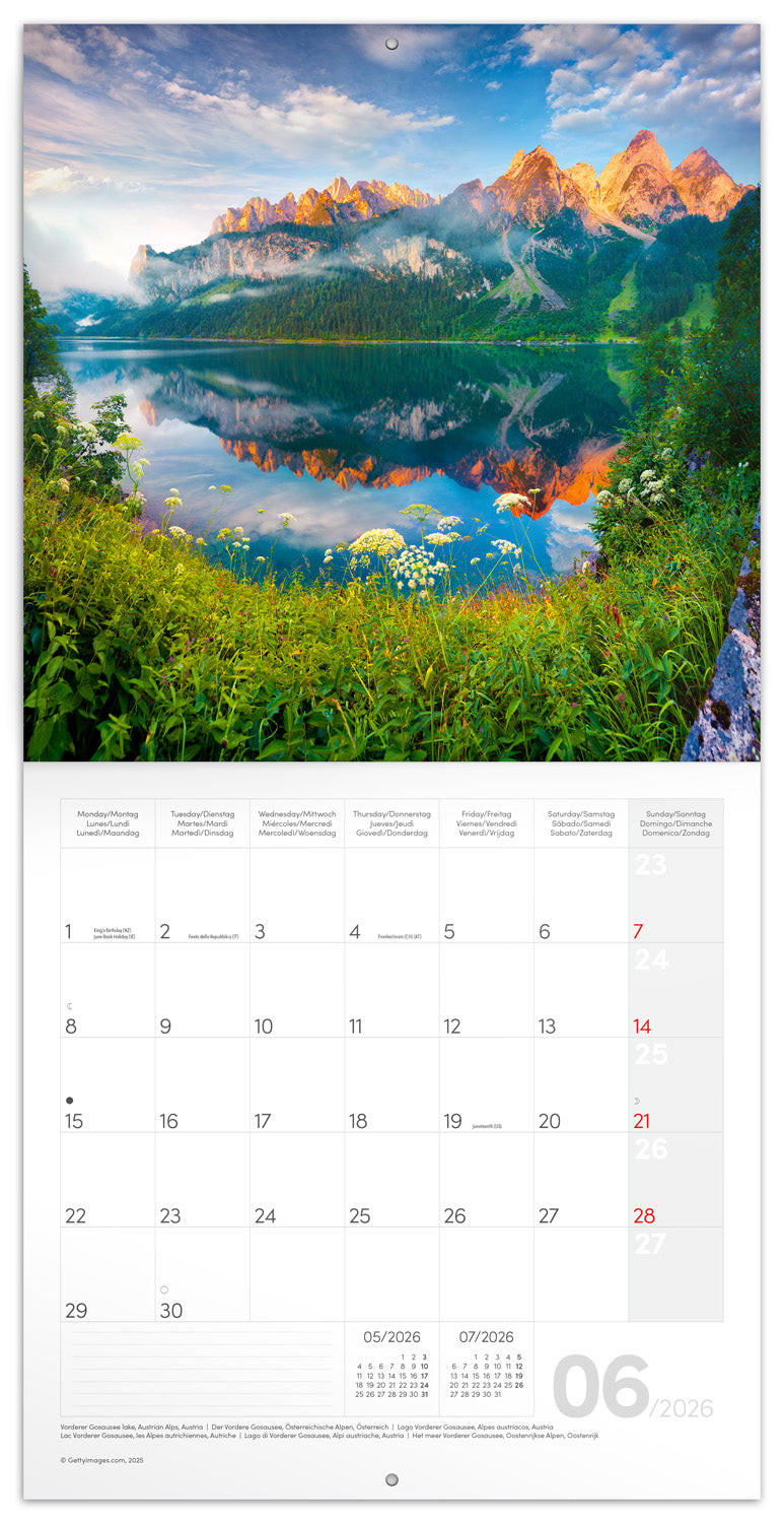 Grid calendar Alps 2026, 30 x 30 cm