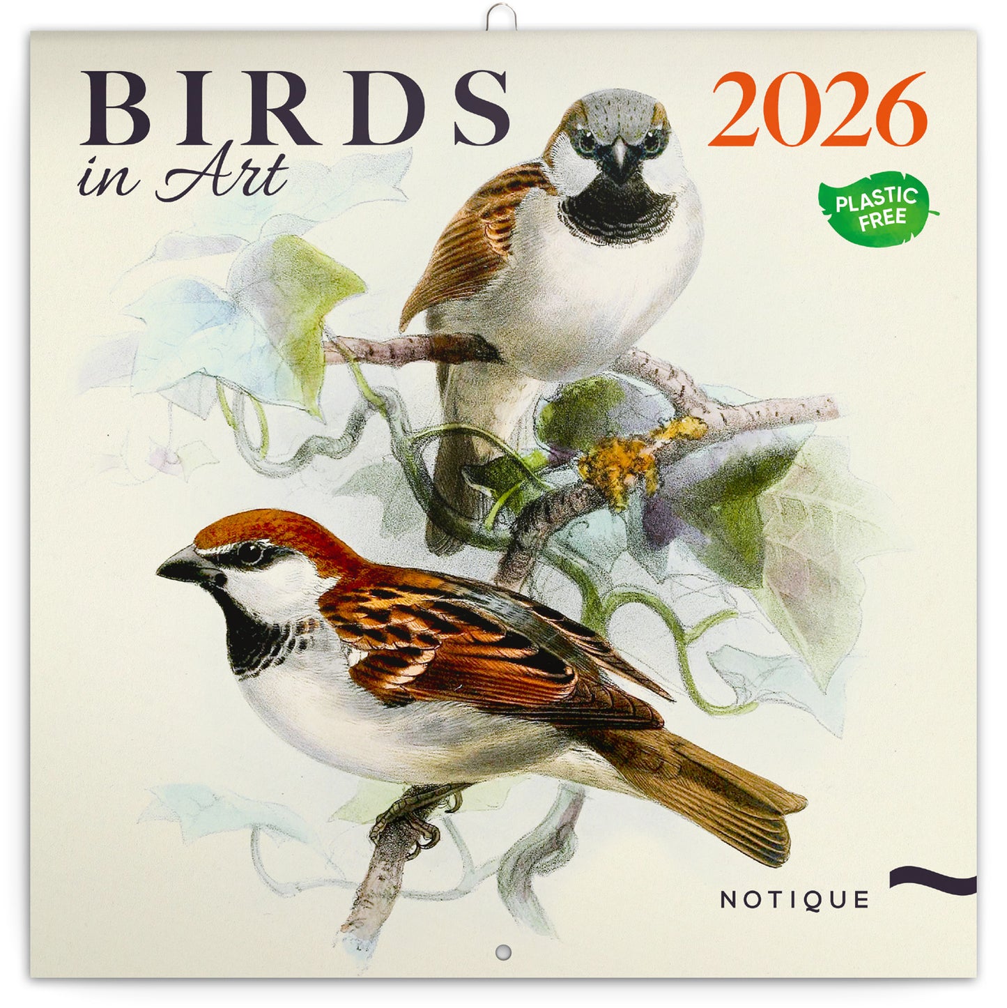 Grid calendar Birds in Art 2026, 30 x 30 cm