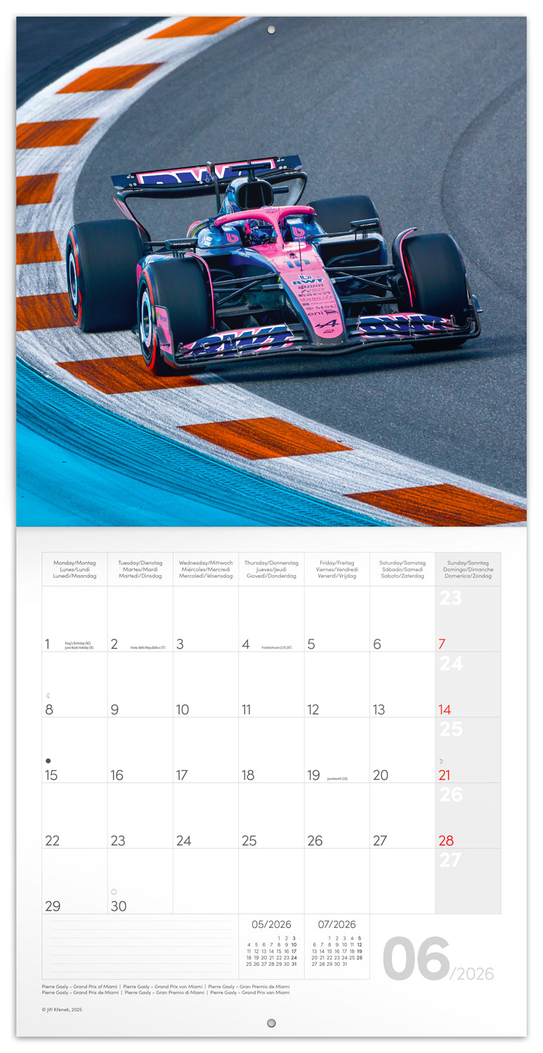 Grid calendar Formula 2026, 30 x 30 cm