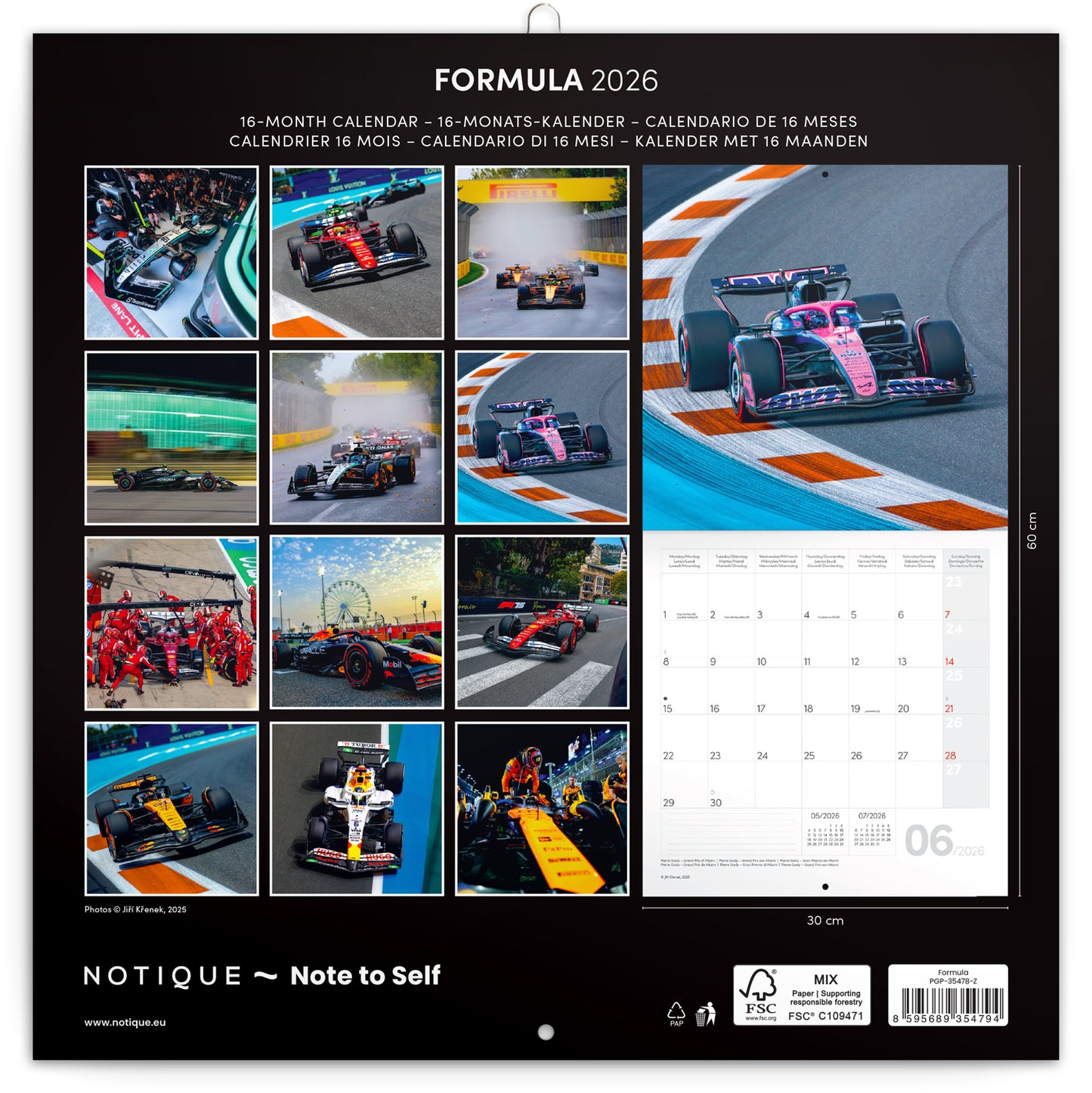 Grid calendar Formula 2026, 30 x 30 cm