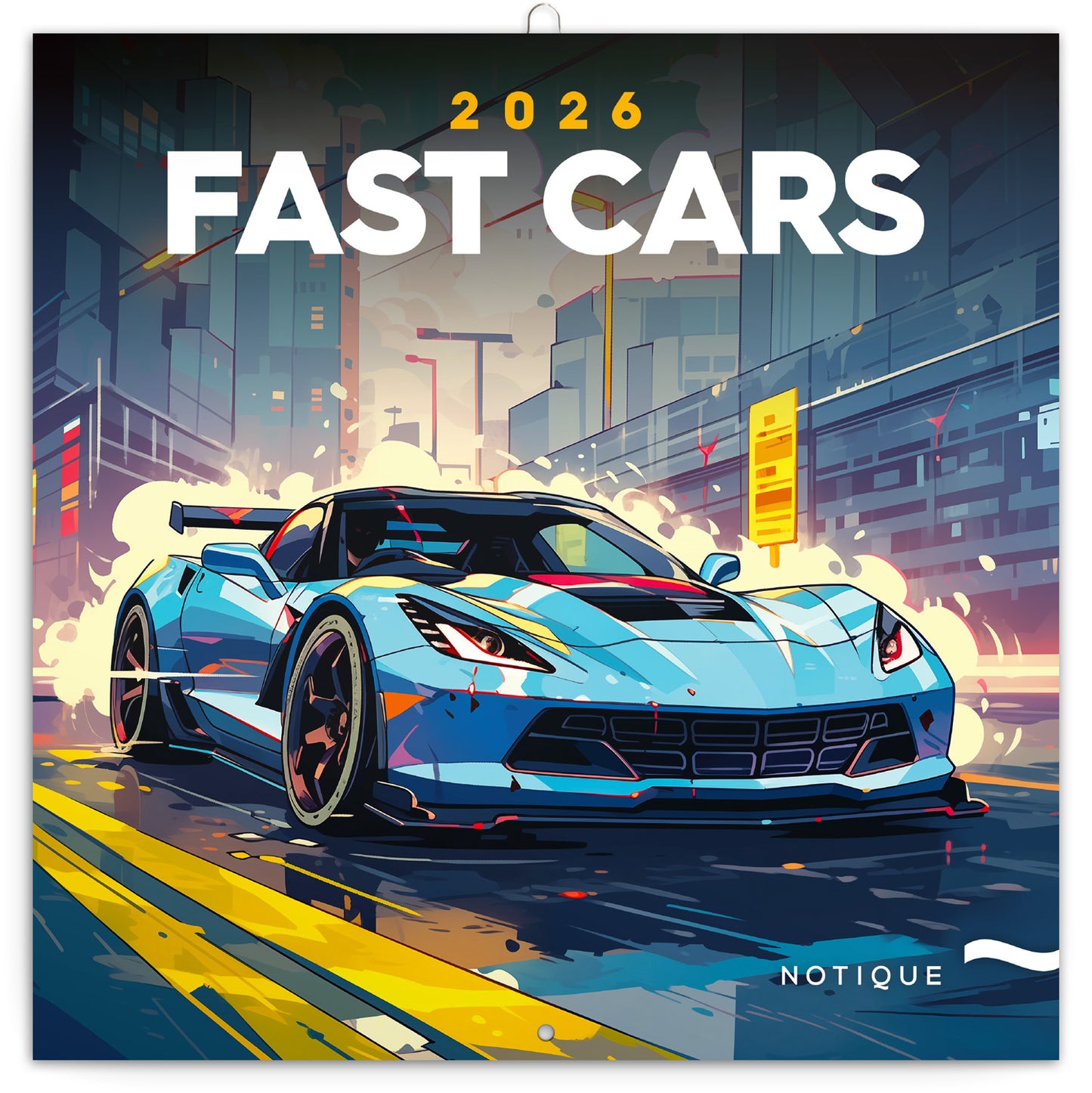 Grid calendar Fast Cars 2026, 30 x 30 cm
