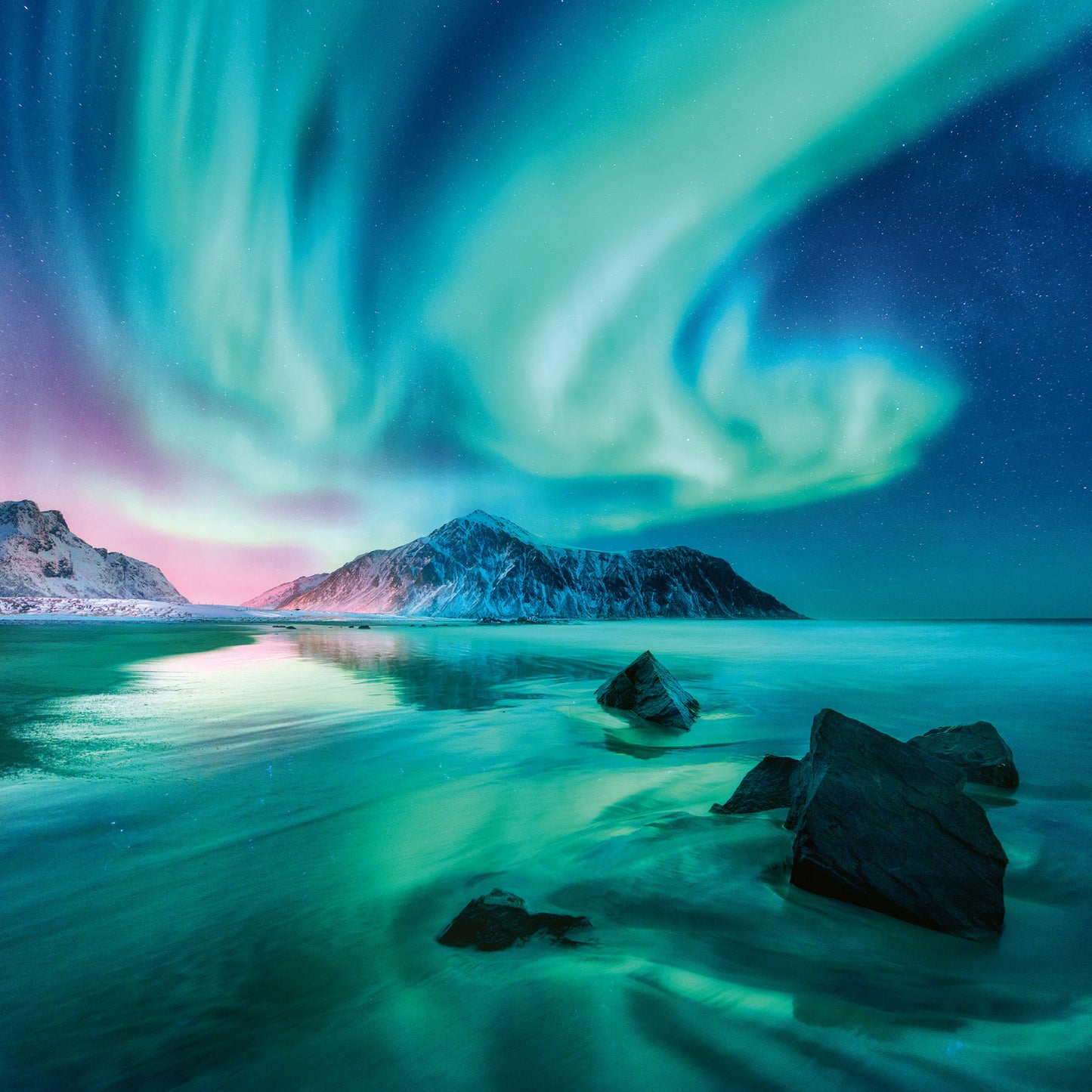 Grid calendar Aurora Borealis 2026, 30 x 30 cm