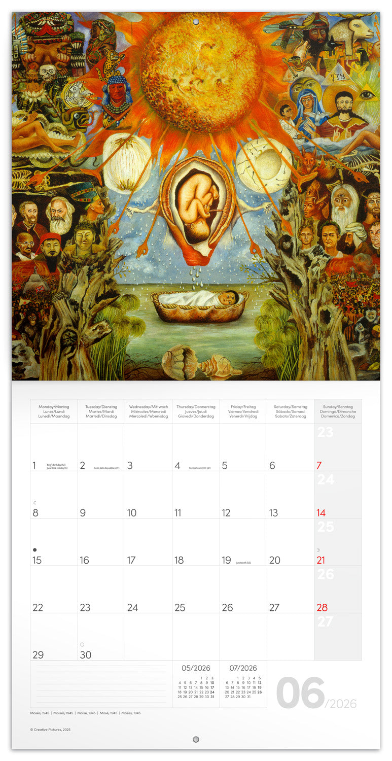 Grid calendar Frida Kahlo 2026, 30 x 30 cm