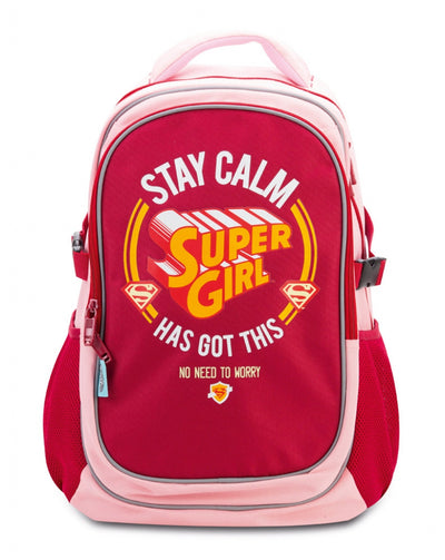 Large backpack with rain poncho Supergirl - STAY CALM