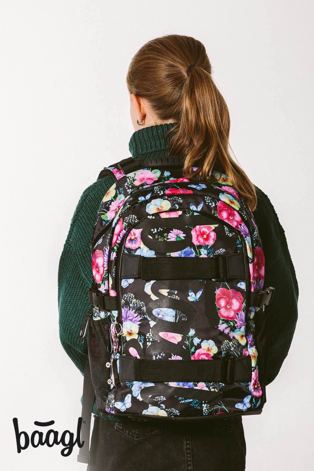 School backpack Skate Flowers