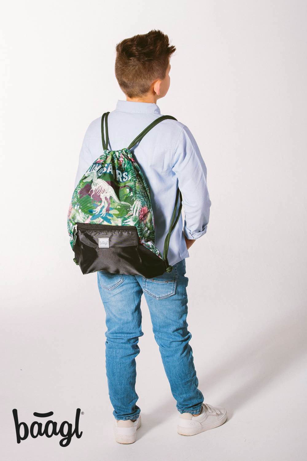 Gym sack with zip pocket Dinosaurs