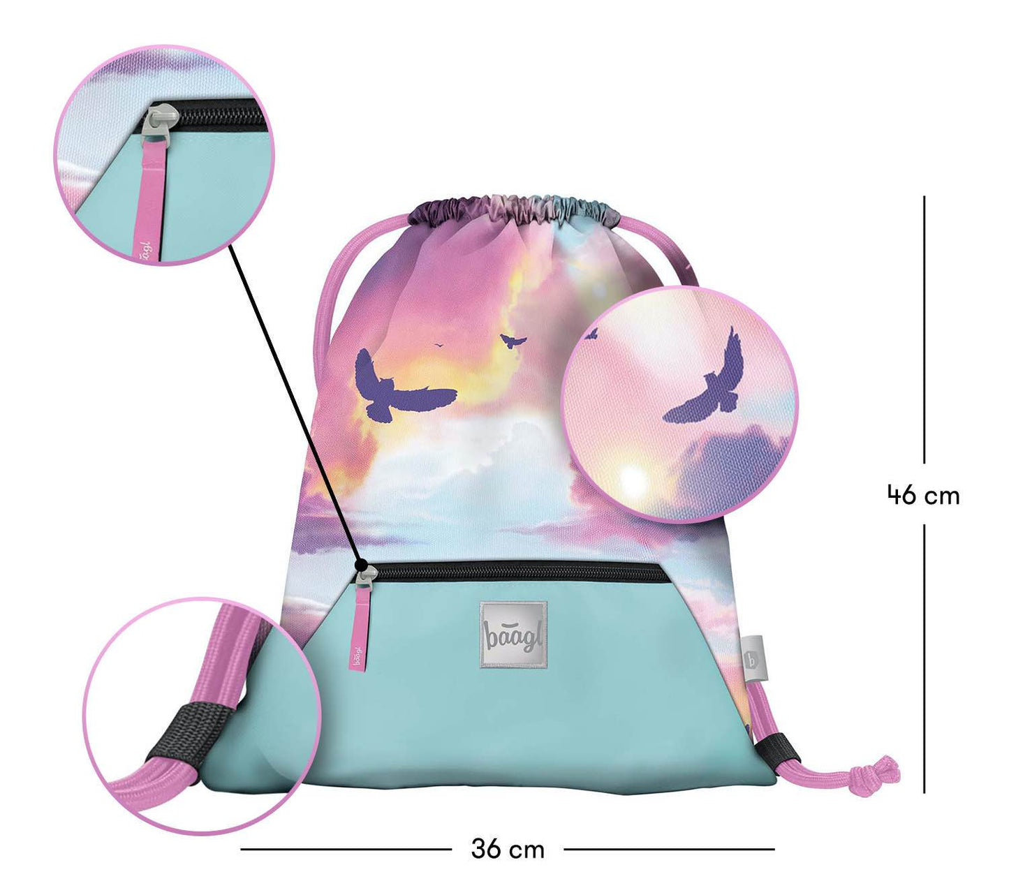 Gym sack with zip pocket Owl