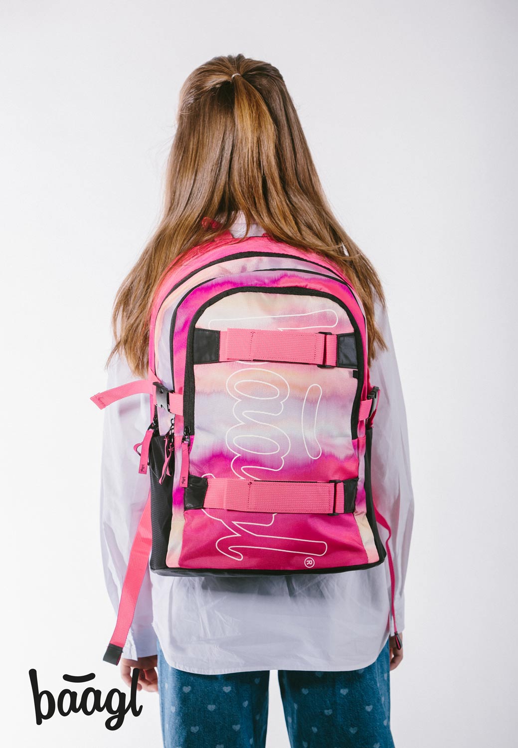 School backpack Skate Pink Stripes