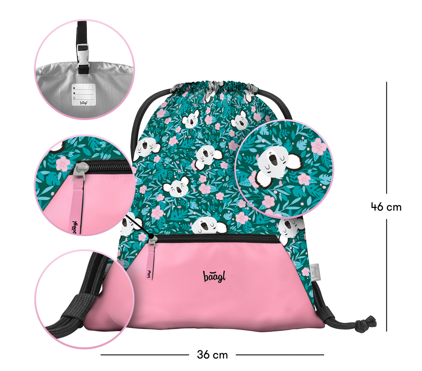 Gym sack with zip pocket Baby Koala