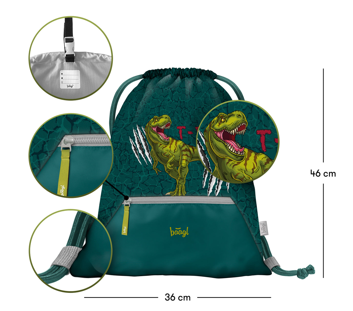 Gym sack with pocket T-Rex