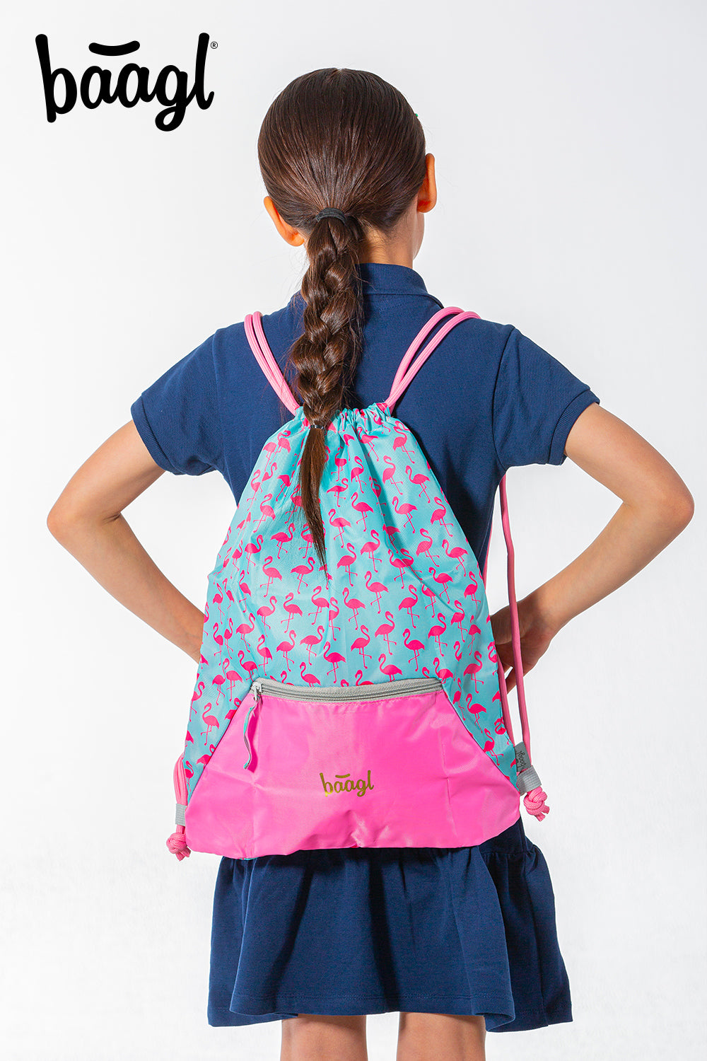 Gym sack with zip pocket Flamingo