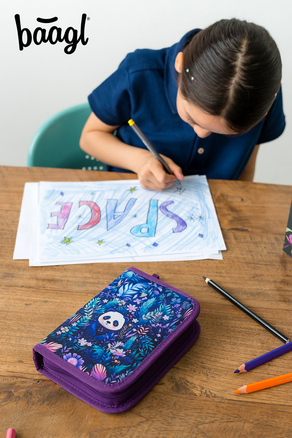 One-tier pencil case Jungle Panda