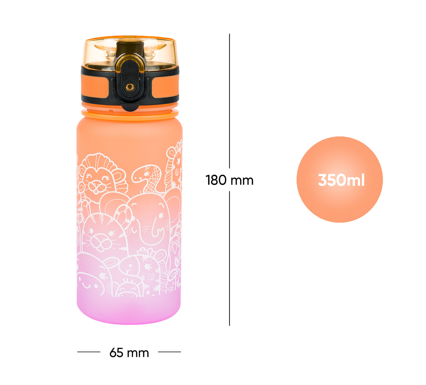 Tritan bottle Gradient Animals, 350 ml