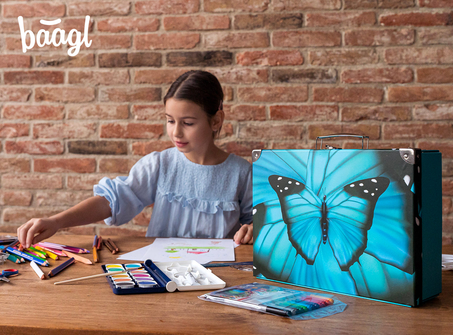 Foldable school supply box Butterfly