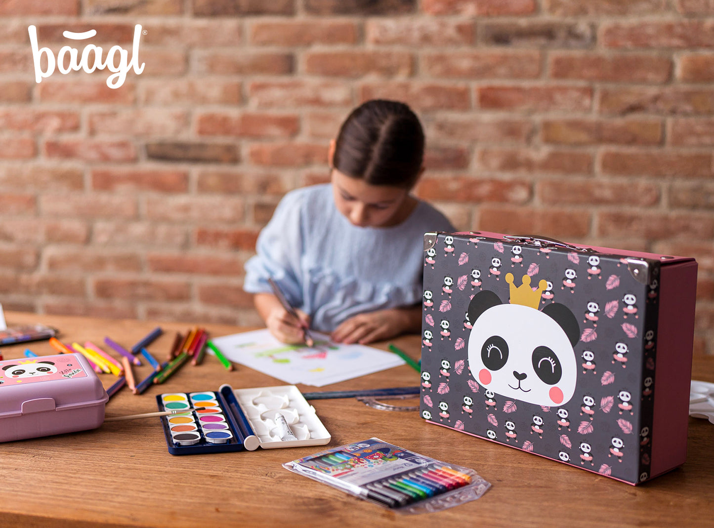 Foldable school supply box Panda