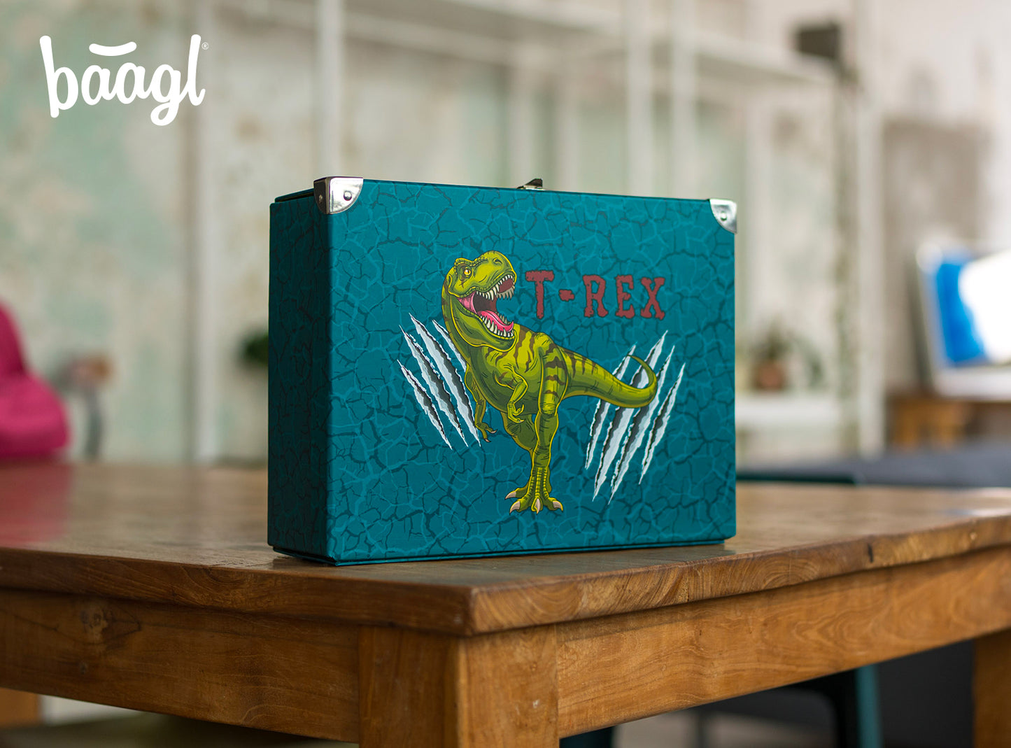 Foldable school supply box T-Rex