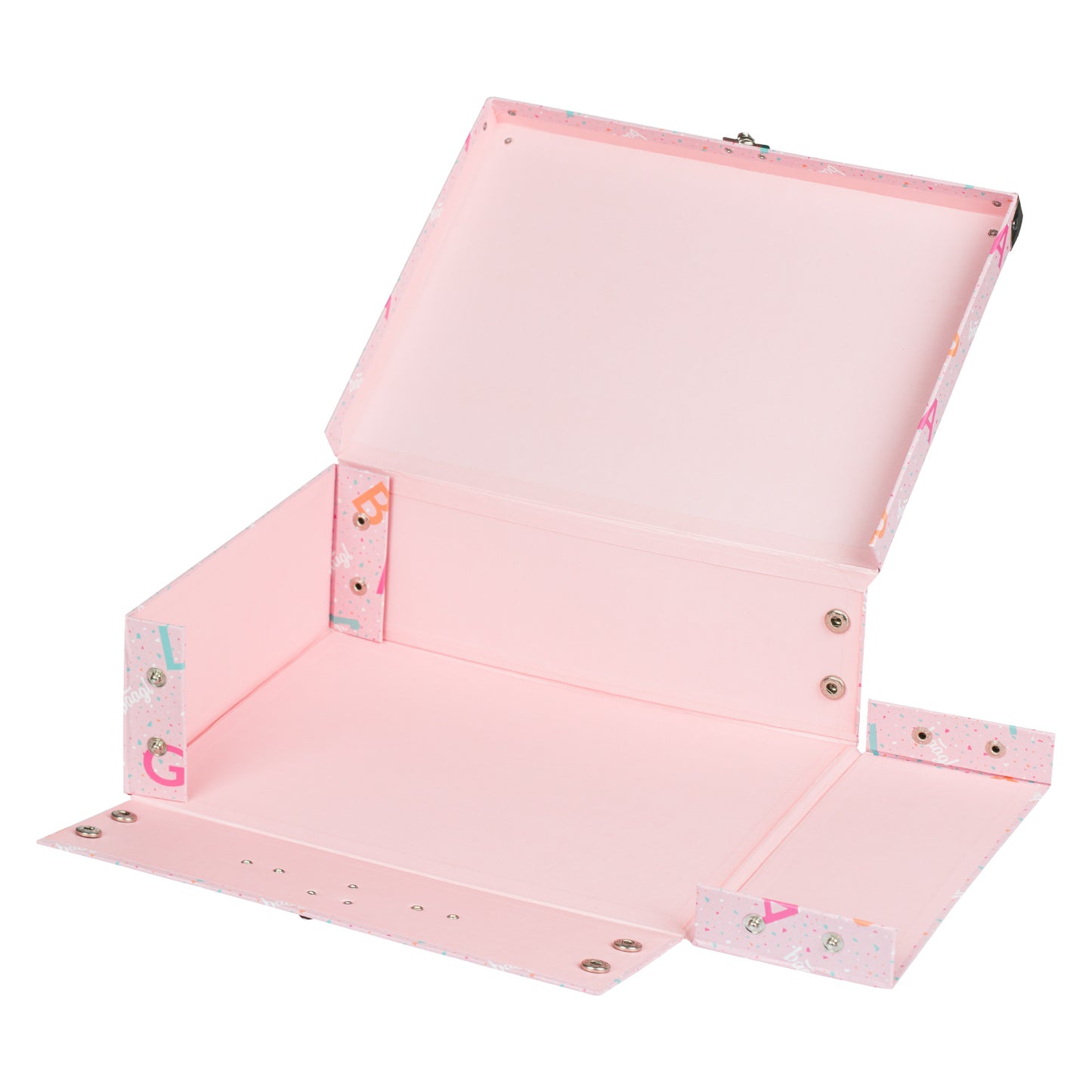 Foldable school supply box Logo - pink with ironwork