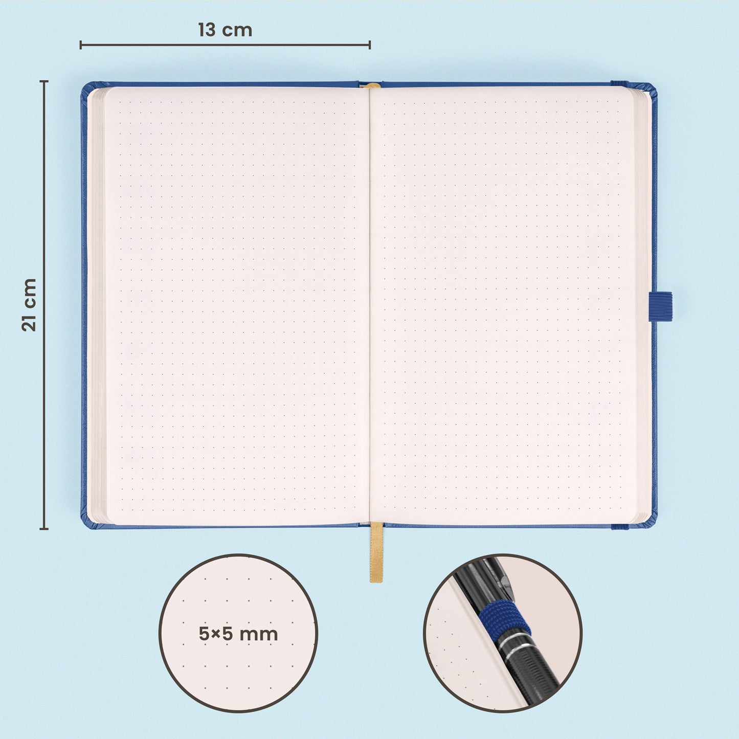 Notebook Dark blue, dotted, 13 × 21 cm