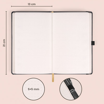 Notebook Black, dotted, 13 × 21 cm