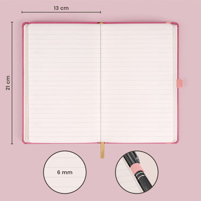 Notebook Pink, lined, 13 × 21 cm