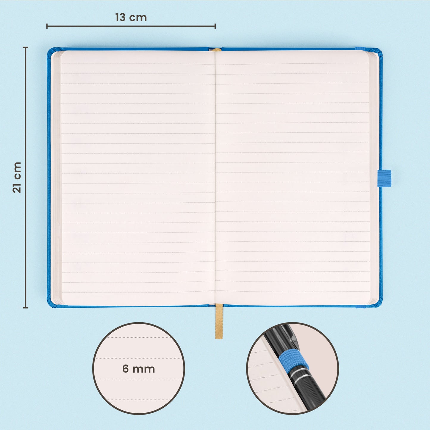 Notebook Blue, lined, 13 × 21 cm