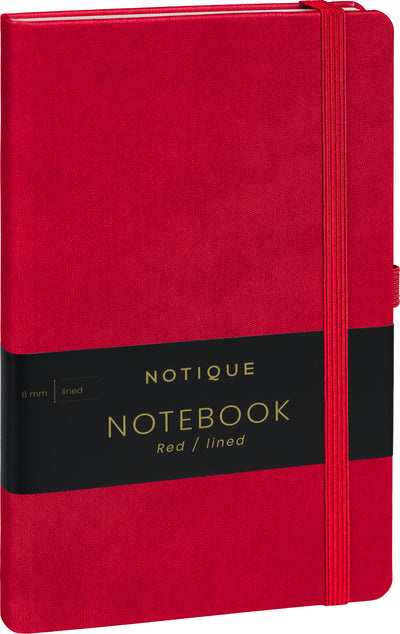 Notebook Red, lined, 13 × 21 cm