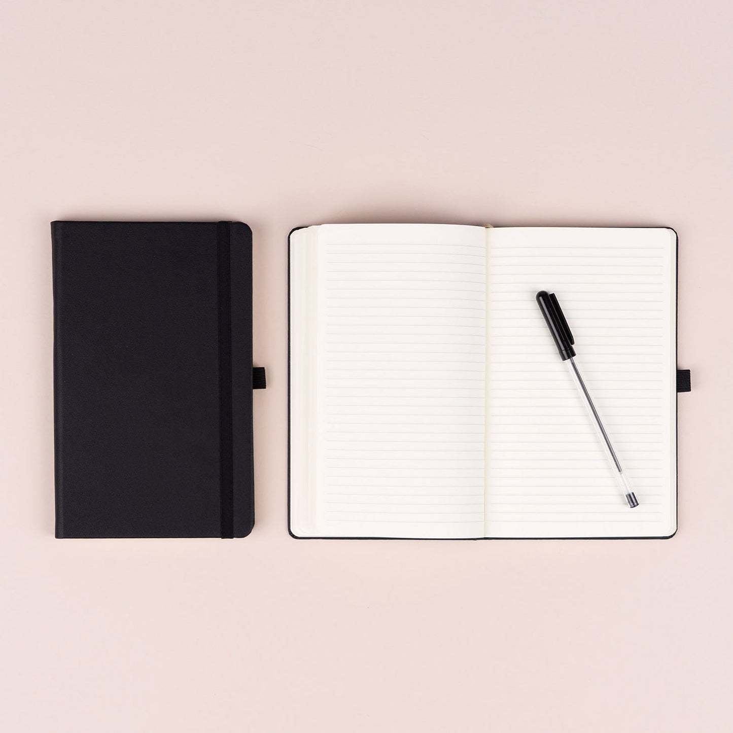 Notebook Black, lined, 13 × 21 cm