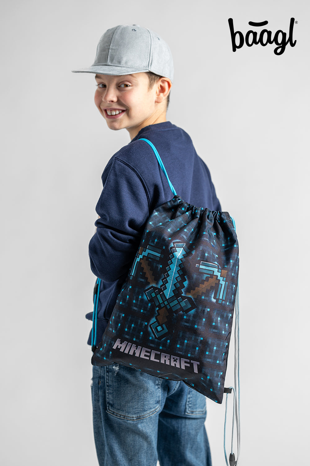 MINECRAFT SET 2 Blue Axe and Sword: pencil case, gym sack
