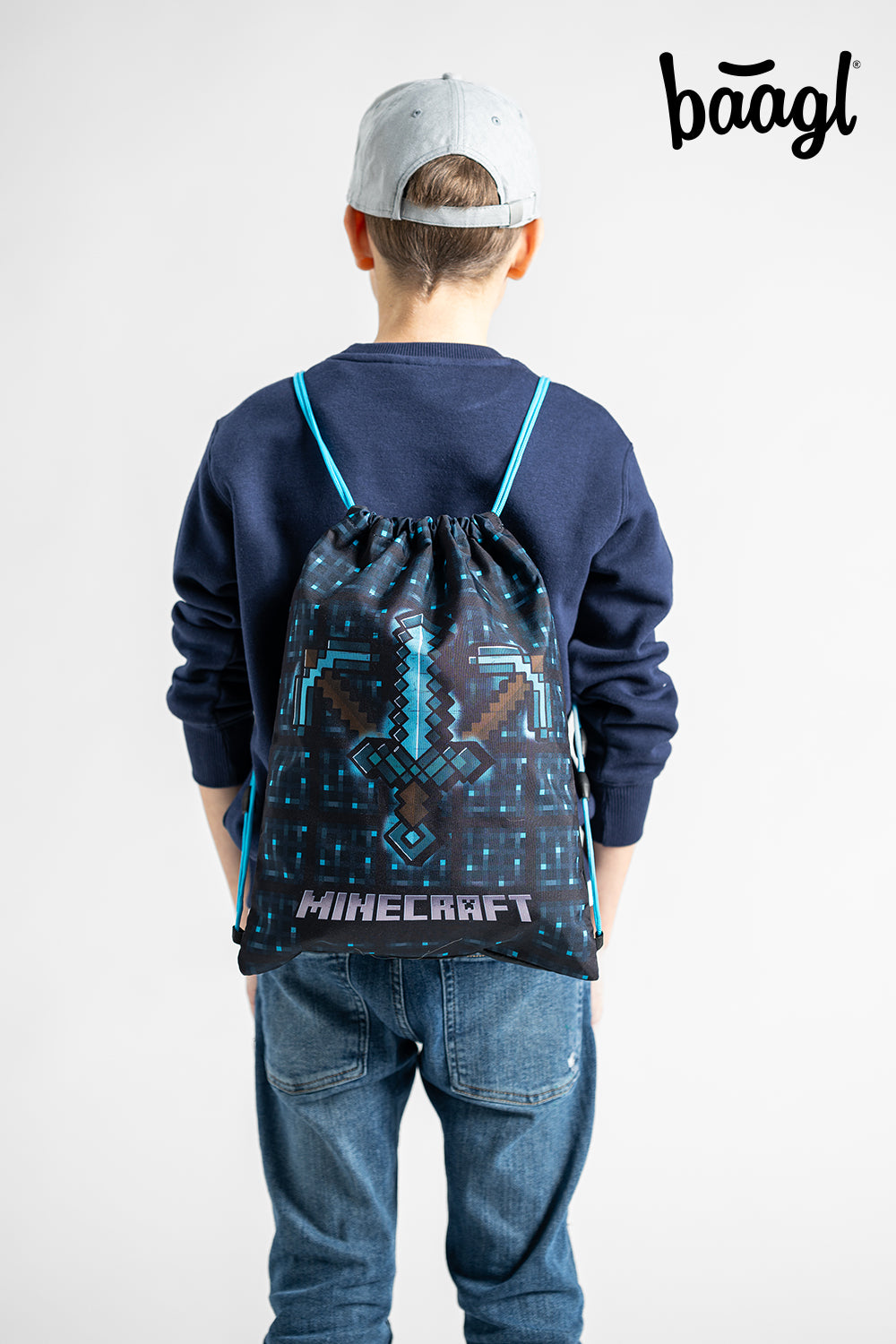 MINECRAFT SET 2 Blue Axe and Sword: pencil case, gym sack