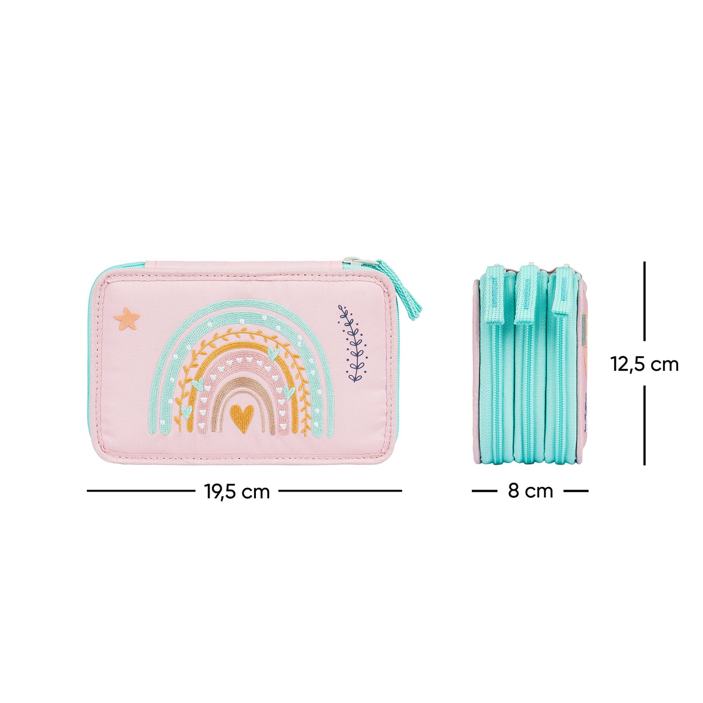 Three-tier pencil case Pink Rainbow