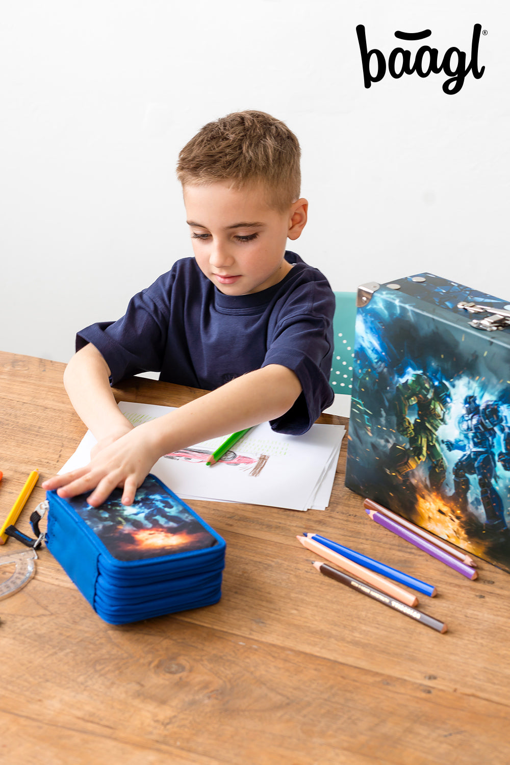 Three-tier pencil case Robots