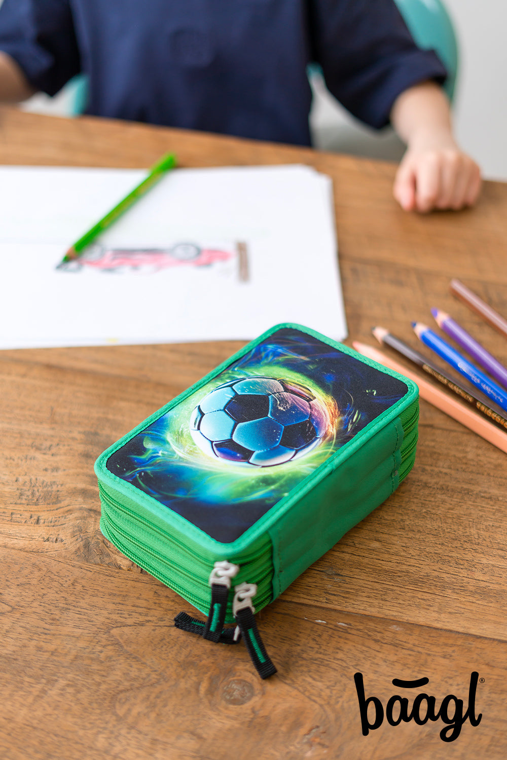 Three-tier pencil case Football Ball