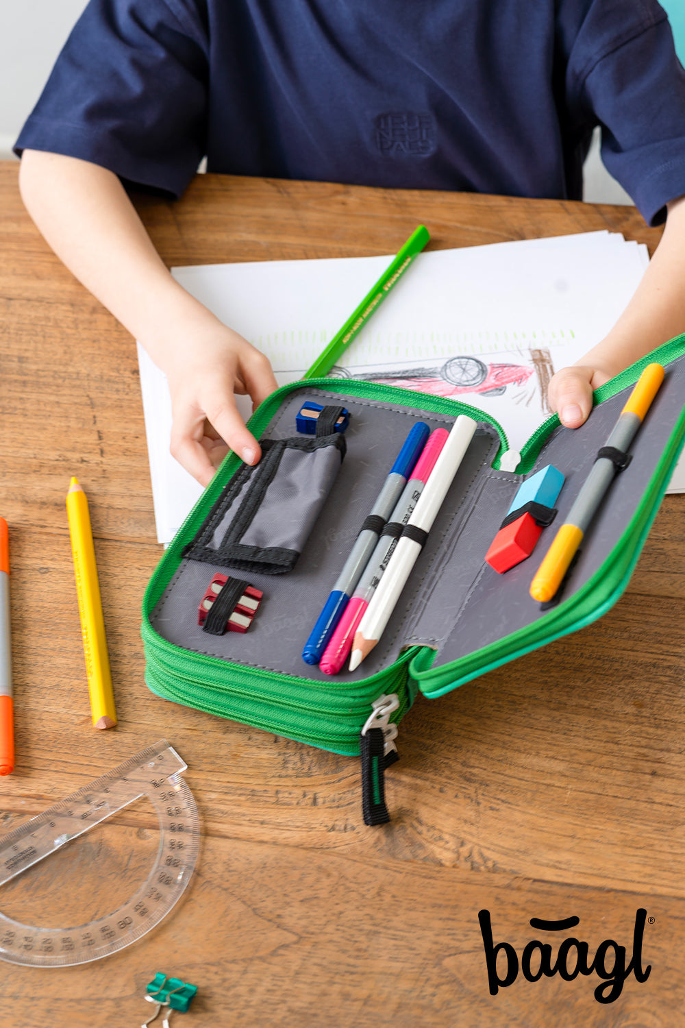 Three-tier pencil case Football Ball