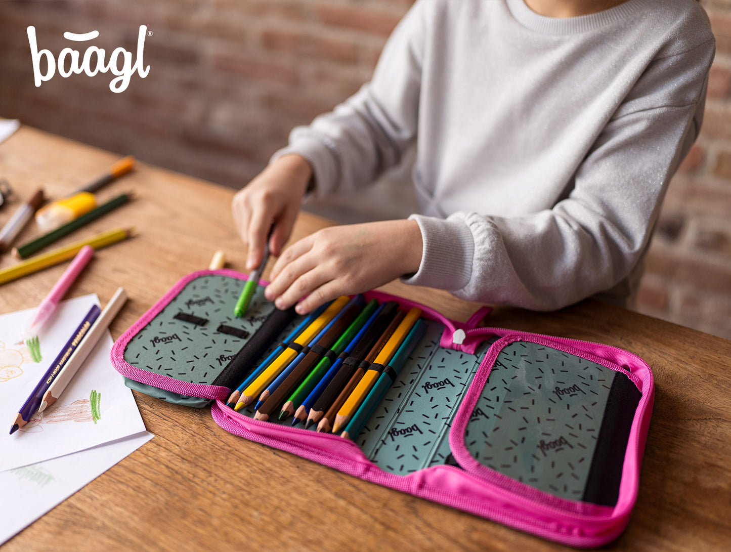 One-tier pencil case Flamingos