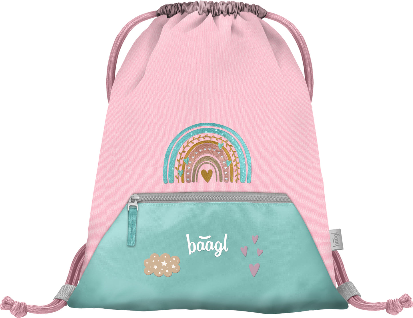 Gym sack with zip pocket Pink Rainbow