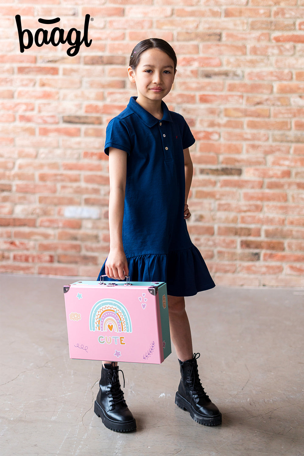 Foldable school supply box Pink Rainbow