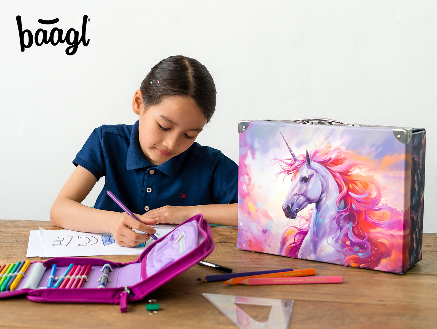 Foldable school supply box Royal Unicorn