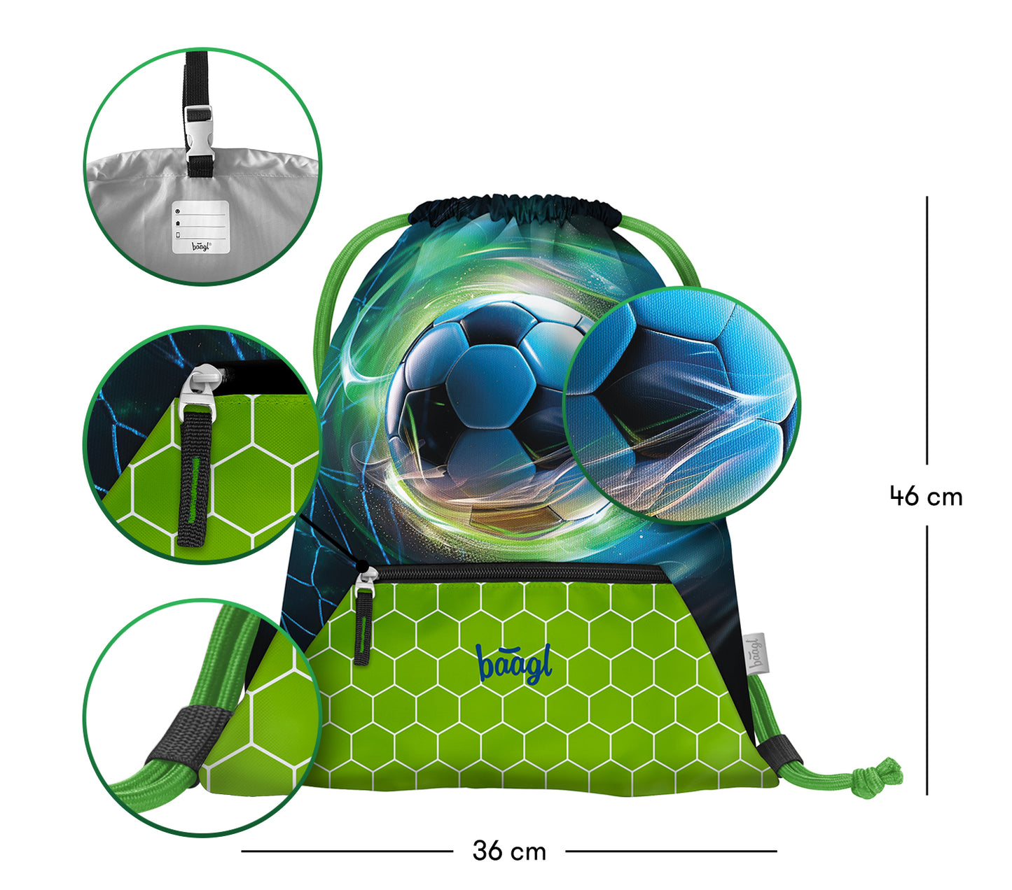 Gym sack with zip pocket Football Ball
