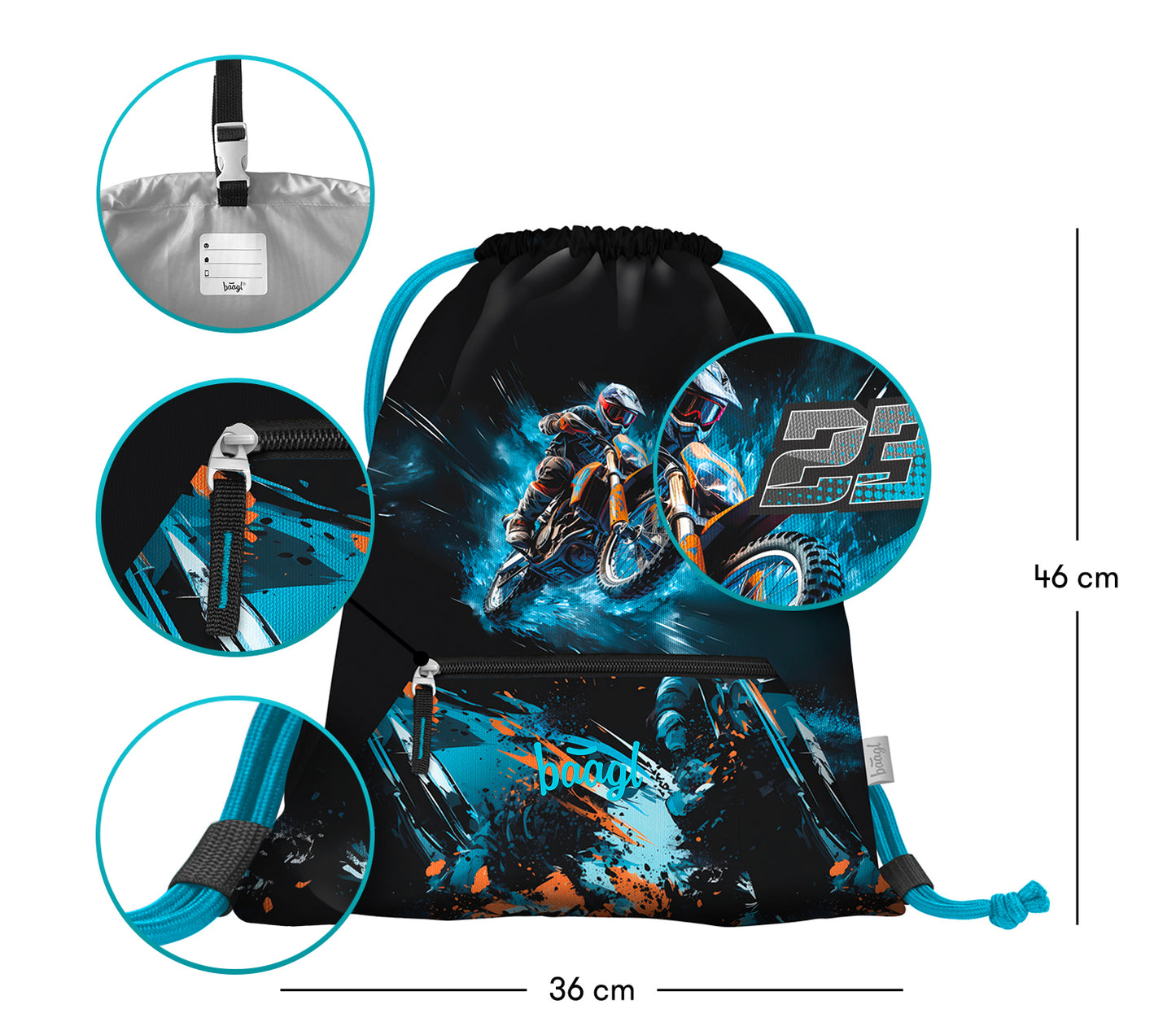 Gym sack with zip pocket Motor Bike