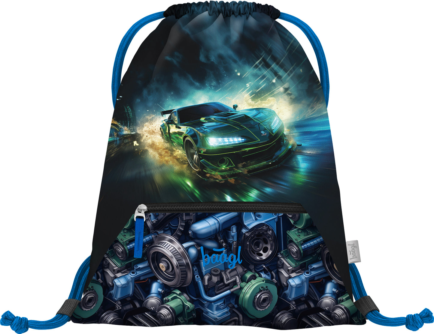 Gym sack with zip pocket Racing Car