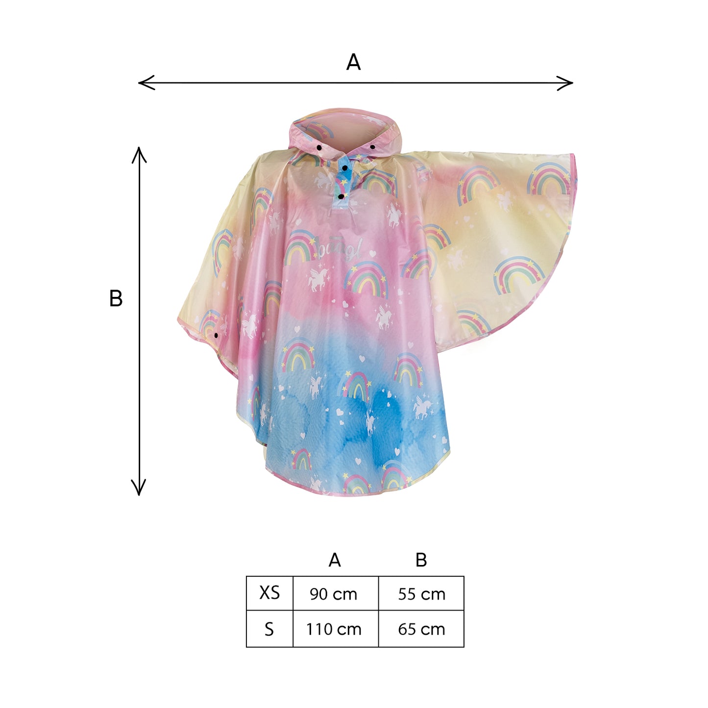 Outdoor Rain pončo Unicorn size XS (90 -110 cm)