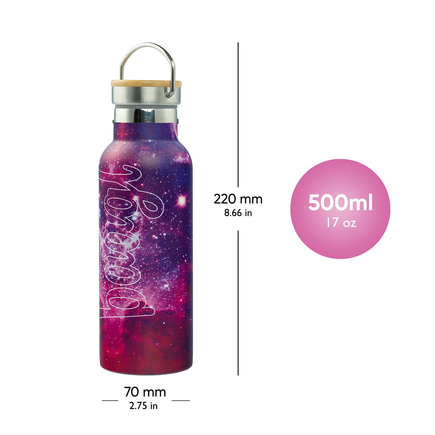 Thermo bottle with bamboo lid Galaxy, 500 ml