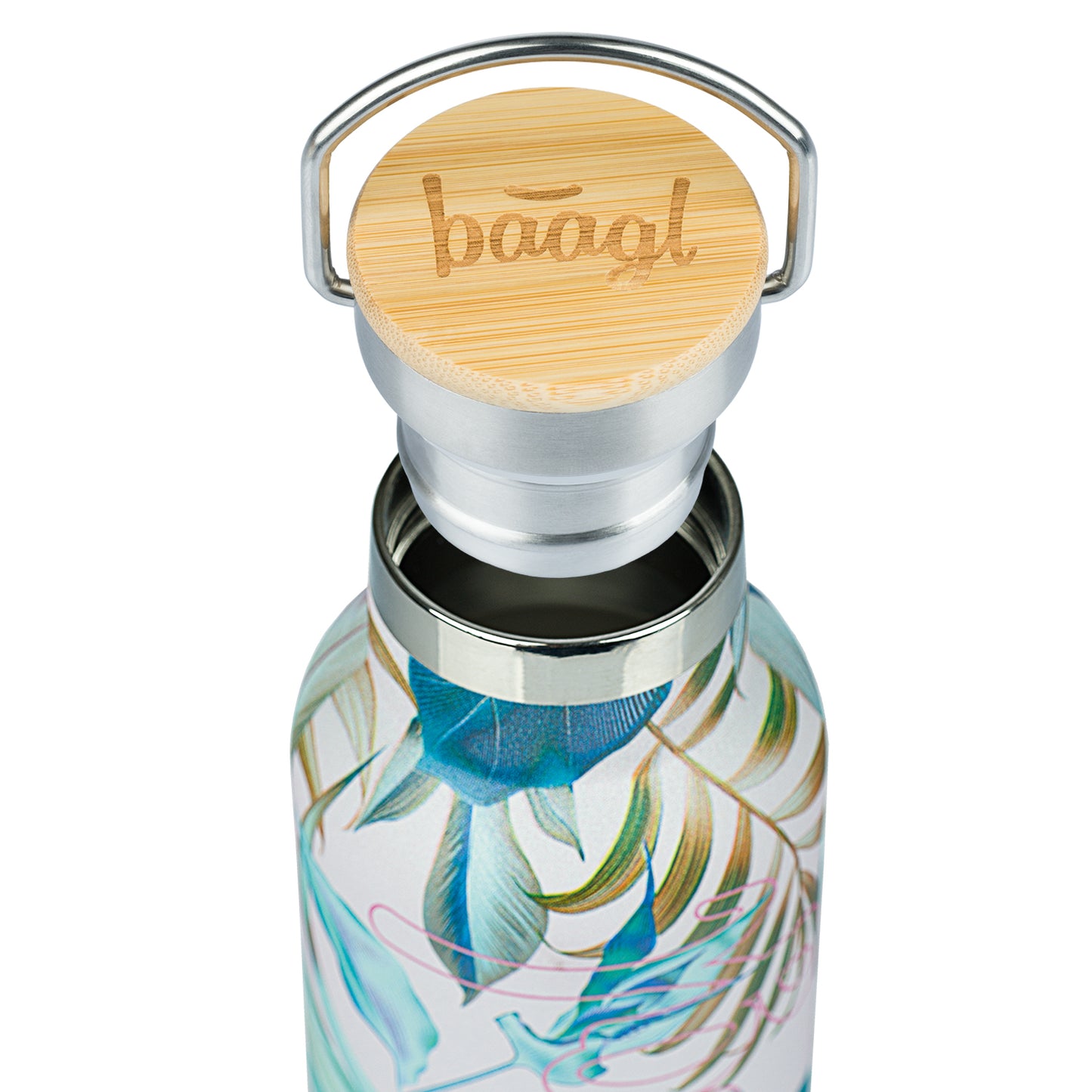 Thermo bottle with bamboo lid Leafs, 500 ml